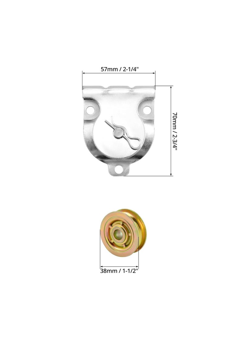 Generic - Wall Mount Pulleys, 12 Pcs 1-1/2" Ceiling Mount Single Pulley V-Groove Pulley Hardware Accessories for 3/8" Wire or Rope, Working Load 420 Lbs, Heavy-Duty Iron Galvanized Pulley - Image 1