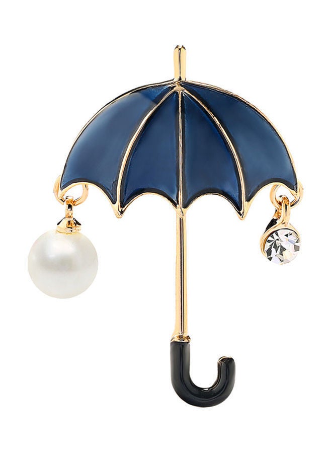 NIBEMINENT Unisex Rhinestone Faux Pearl Drop Umbrella Shape Brooch Pin Jacket Accessory - Image 1