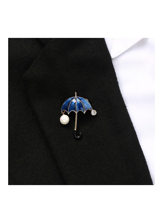 NIBEMINENT Unisex Rhinestone Faux Pearl Drop Umbrella Shape Brooch Pin Jacket Accessory - Image 3