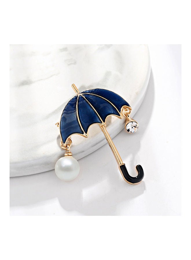 NIBEMINENT Unisex Rhinestone Faux Pearl Drop Umbrella Shape Brooch Pin Jacket Accessory - Image 2