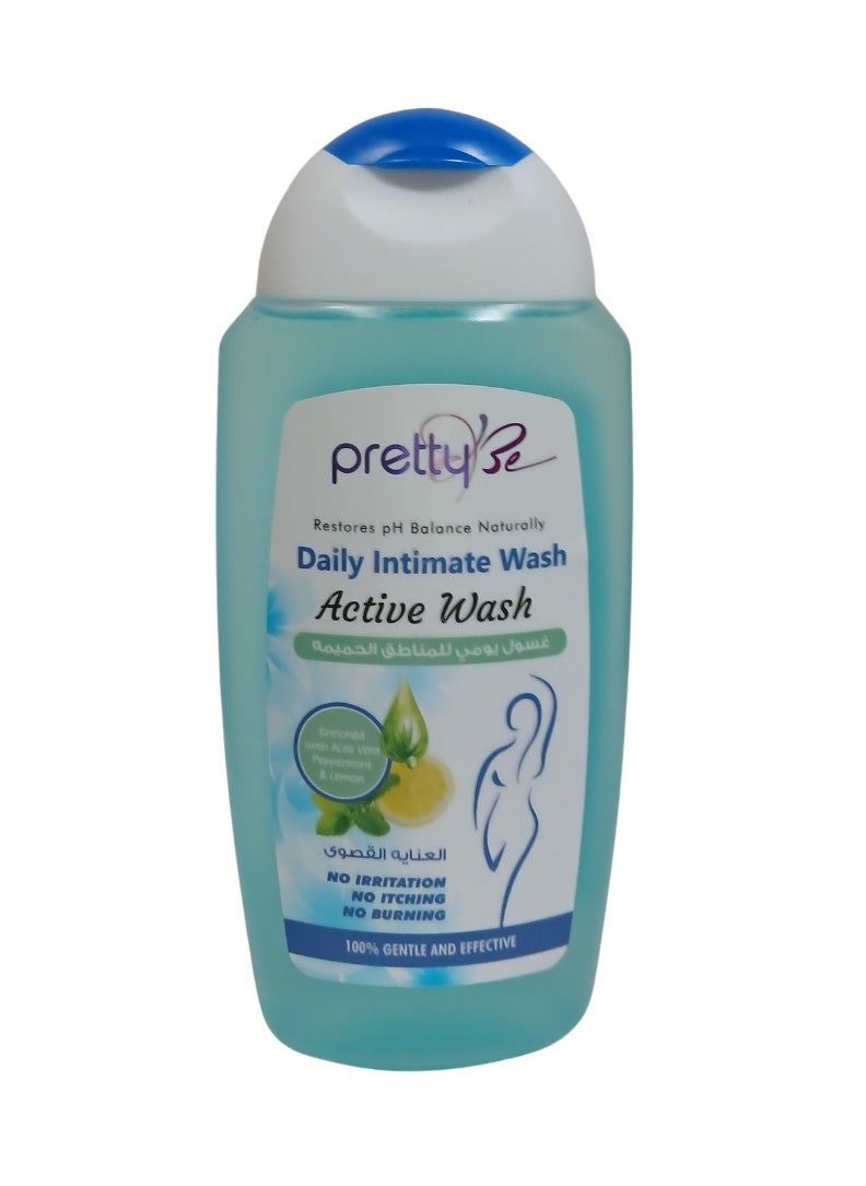 Pretty Be Pretty Be Daily Intimate Wash, Feminish Wash Enriched with Aloe Vera, Peppermint & Lemon Active Wash 250ml  - Image 1