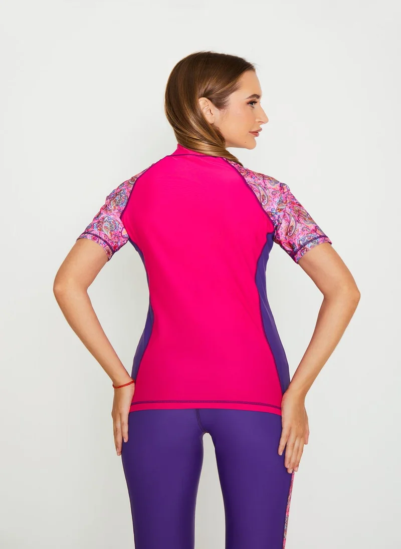 COEGA SUNWEAR COEGA Ladies Rashguard Short Sleeve - Mauve Paisley