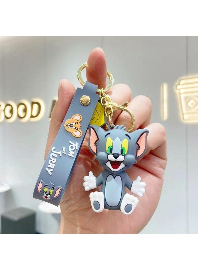 DD RETAILS Silicone 3D Cute Anime Keychains || Couple Keychains With Wristband & Pendant || Cartoon Character Keychains For Boys & Girls (Pack Of 1, Funny Tom, Avnger-Black) - Image 2