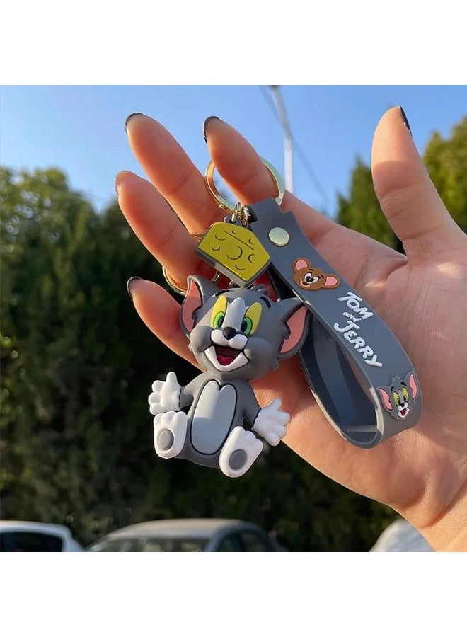 DD RETAILS Silicone 3D Cute Anime Keychains || Couple Keychains With Wristband & Pendant || Cartoon Character Keychains For Boys & Girls (Pack Of 1, Funny Tom, Avnger-Black) - Image 5