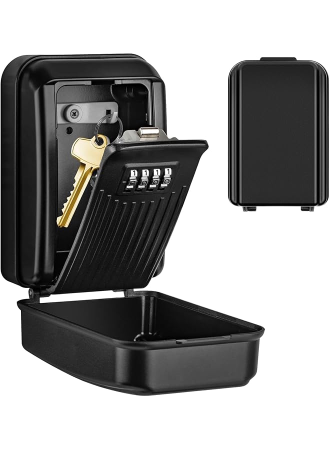 إيروريكس صندوق قفل المفاتيح صندوق أمان للمفاتيح مقاوم للماء مثبت على الحائط في الهواء الطلق صندوق أمان كبير بمفاتيح قابلة لإعادة الضبط مكون من 4 أرقام صندوق تخزين مفاتيح من سبائك الزنك للمنزل والمرآب والمدرسة - Image 1