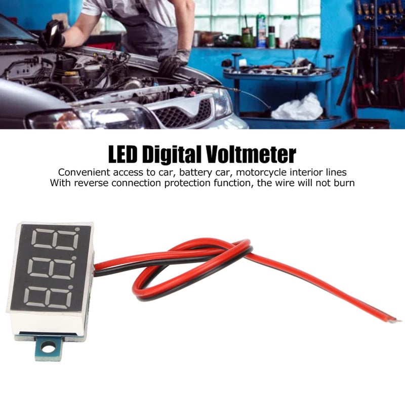 Mini Digital Voltmeter 0.36 Inch 2 Wire DC 0 To 40V Voltage Panel Meter Blue For Car Battery Motorcycle - Image 3