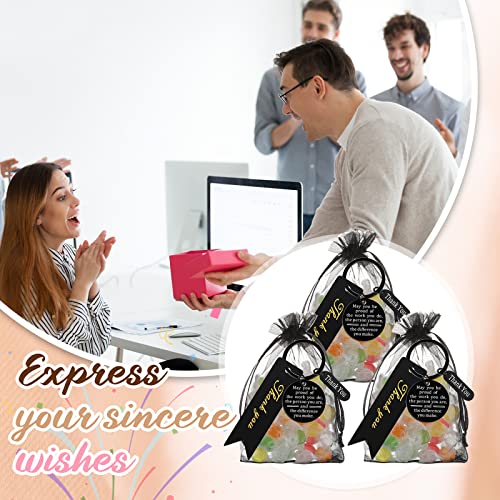 Yinkin 72 Pcs Employee Appreciation Gifts Bulk Staff Thank You Gifts Organza Bags with Cards for Coworkers Christmas Favors(Black) - Image 3