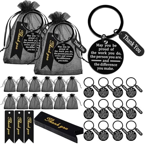 Yinkin 72 Pcs Employee Appreciation Gifts Bulk Staff Thank You Gifts Organza Bags with Cards for Coworkers Christmas Favors(Black) - Image 1
