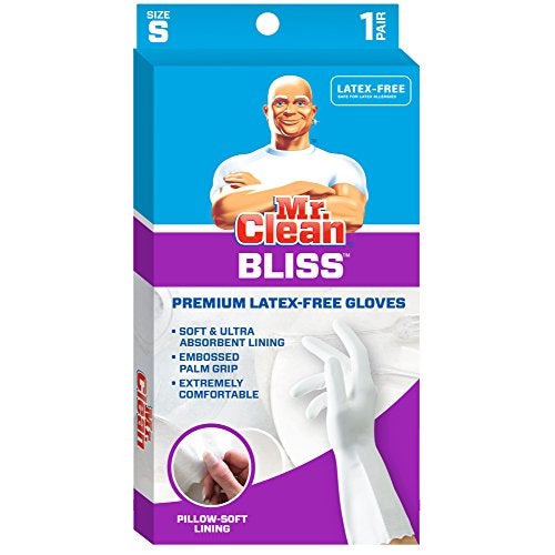 Mr Clean السيد كلين، 243032 بليس، قفازات صغيرة خالية من اللاتكس، فينيل، بطانة ناعمة فائقة الامتصاص، قبضة دوامة غير قابلة للانزلاق، (صغيرة) - Image 3