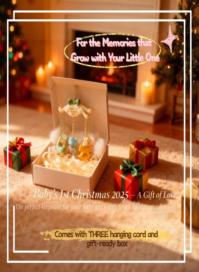 WANCHIY Baby’s First Christmas Ornament 2025 Girl - My First Christmas Ornament Keepsake for Baby Boy or Girl, Baby’s 1st Christmas Tree Decoration Gift - Image 3