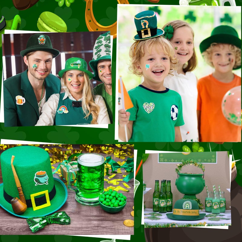 Meneng St. Patrick's Day Iron On Patches: 45PCS Embroidered Patches with Tattoo Stickers Stick on Face Hands - Cute Shamrock Irish Patch DIY Crafts for Clothing Hats Shirts Jackets Jeans Dress - Image 2