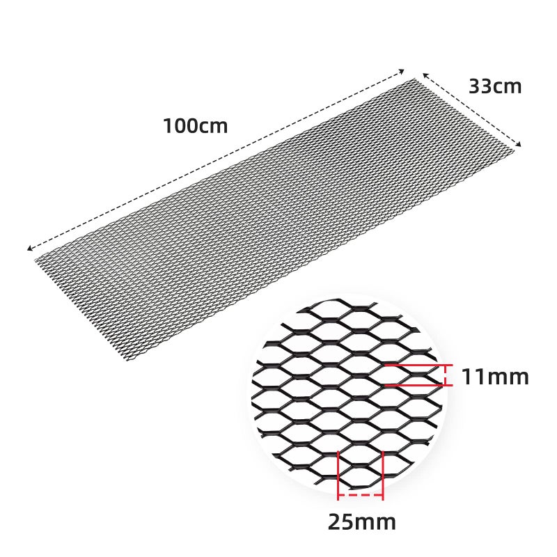 AggAuto Universal 40"x13" Car Grill Mesh - Aluminum Alloy Automotive Grille Insert Bumper 11x25mm Hexagon Hole, One of the Most Multifunctional Shape Grids 100x33cm Black - Image 4