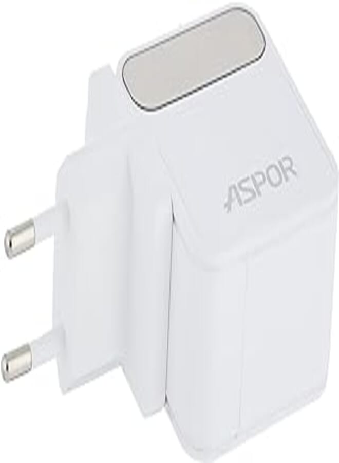 Aspor a835 pd+ qc fast charger/eu pin + typec to lightning pd cable - white