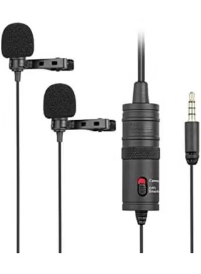 Dual Head Lavalier Condenser Microphone with Audio Recorder for iPhone, Android, DSLR, and Auxiliary Devices - Image 2