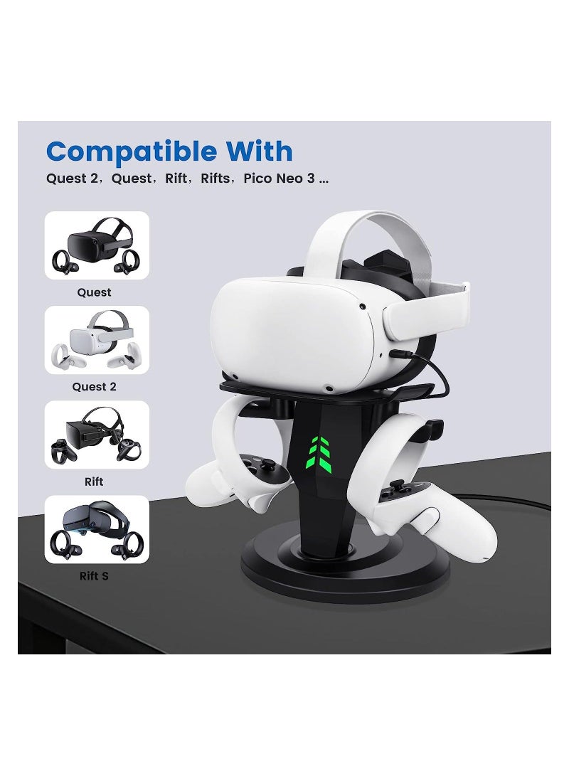 VR Stand, Headset Charging Dock Display Touch Controllers Accessories for Oculus Quest, Quest 2,Rift, Rift S, Valve Index, Black - Image 2