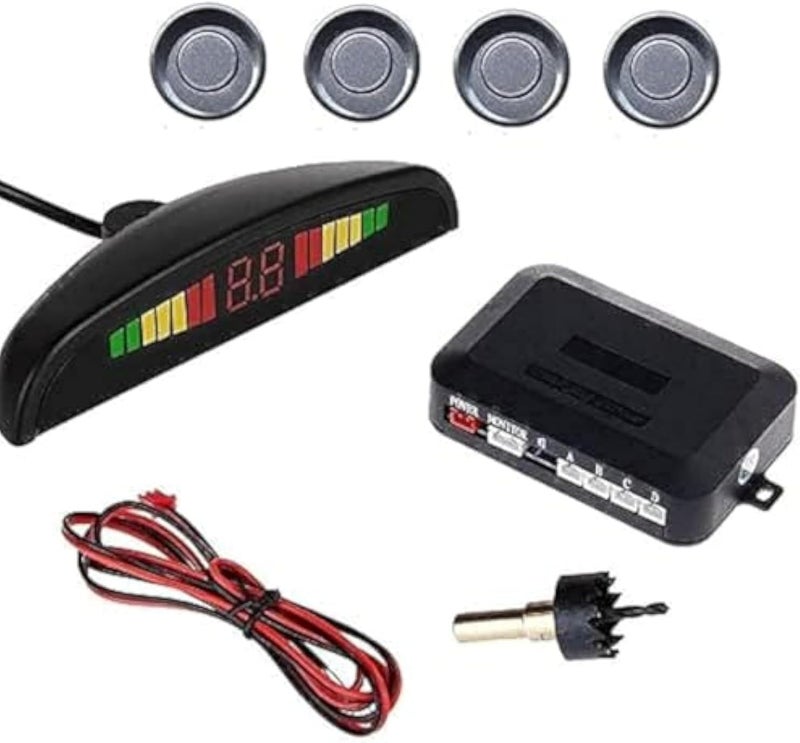 Grey Color 4 Sensors LED Car Parking Sensor Auto Reverse Assistance Backup Radar Detector System - Image 2