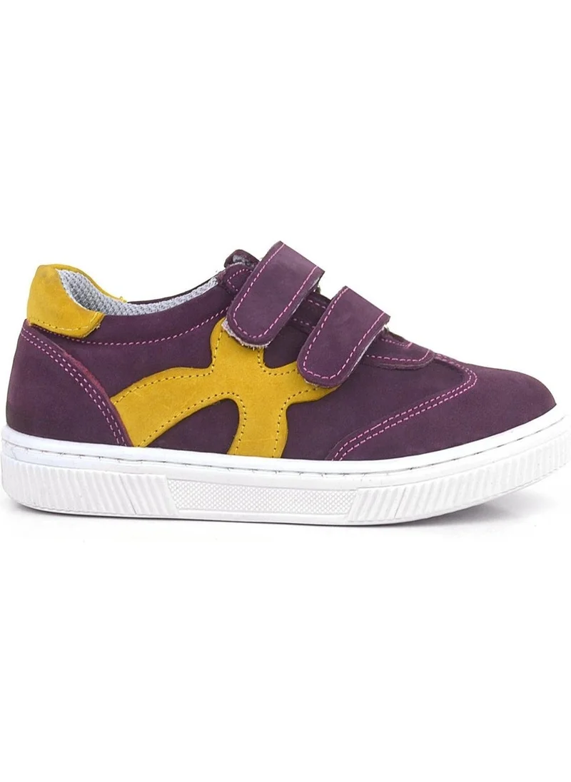 Rakerplus Leather Purple Yellow Velcro Children's Sports Shoes