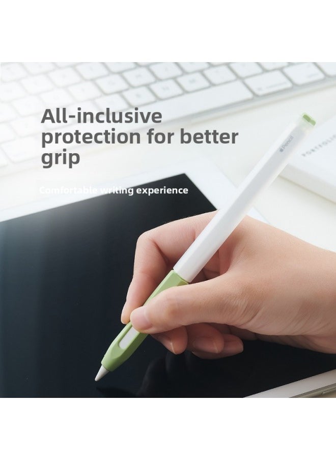 Generic - Suitable For Apple Pencil Second Generation Pen Grip Translucent Simple Solid Color All-inclusive Anti-slip Anti-drop For Apple Pen Case-Color:Green - Image 1