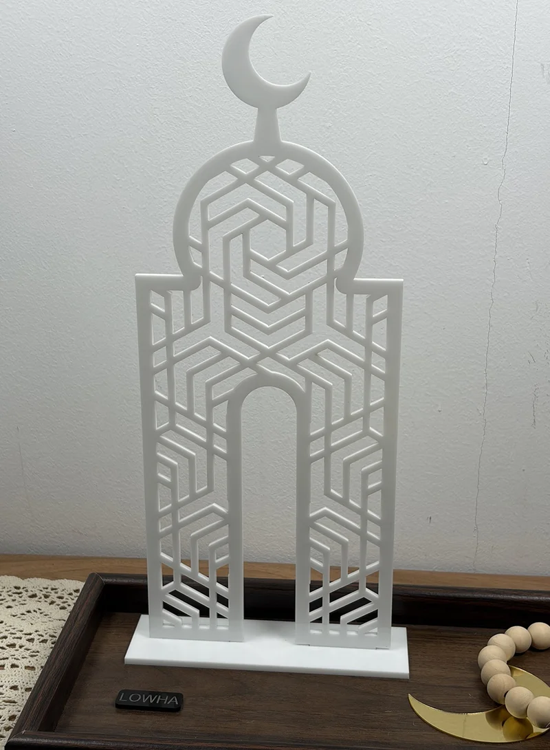 LOWHA Acrylic Decorative Stand with Islamic Design and Ramadan Crescent Moon Shape
