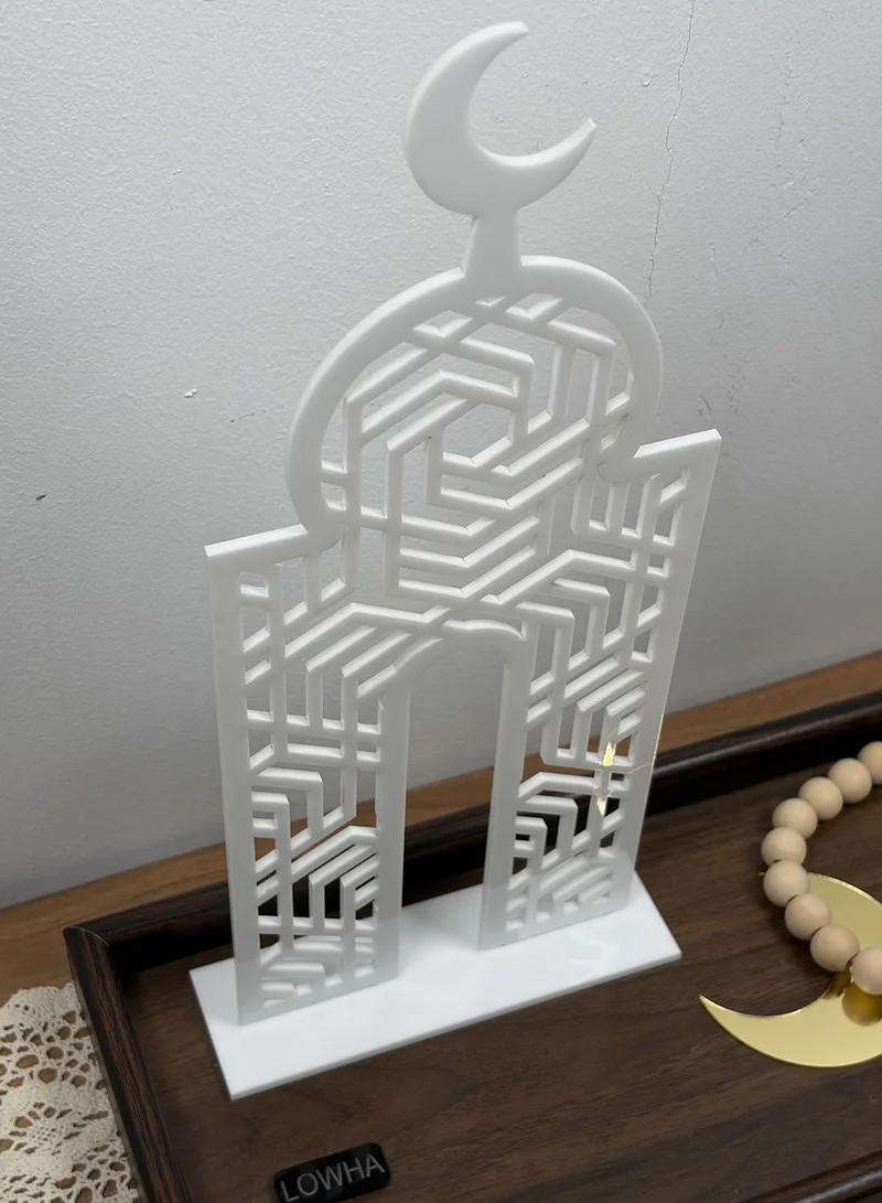 LOWHA Acrylic Decorative Stand with Islamic Design and Ramadan Crescent Moon Shape