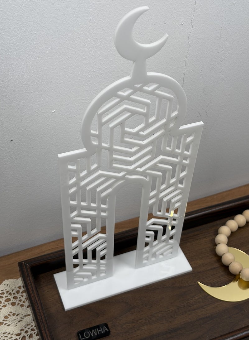 LOWHA Acrylic Decorative Stand with Islamic Design and Ramadan Crescent Moon Shape - Image 2