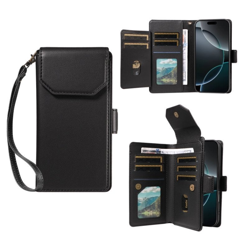 Cross-border Applicable iphone16 Multi-card Wallet Leather Case 15pro Wallet Phone Case 14pro Max Protective Case - Image 4