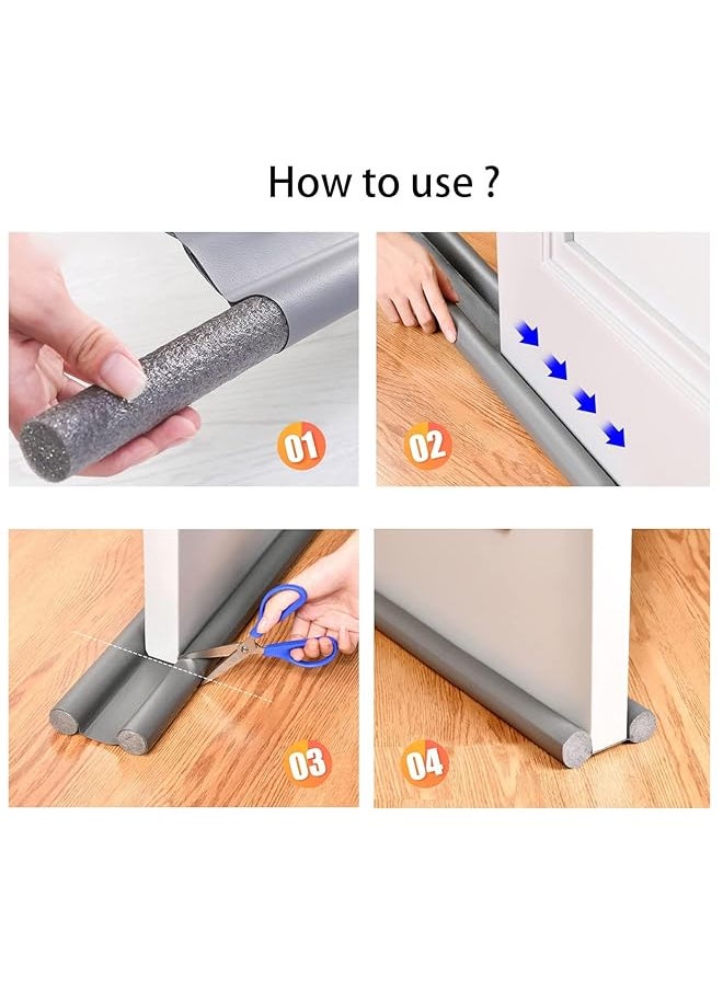 erorex - Door Draft Stopper Door Bottom Seal Strip Noise Blocker Draft Stopper For Bottom Of Door Keeping Warm In And Cold Out Noise Blocker Draft Stopper Prevent Bugs Coming Draught Excluder Grey - Image 1