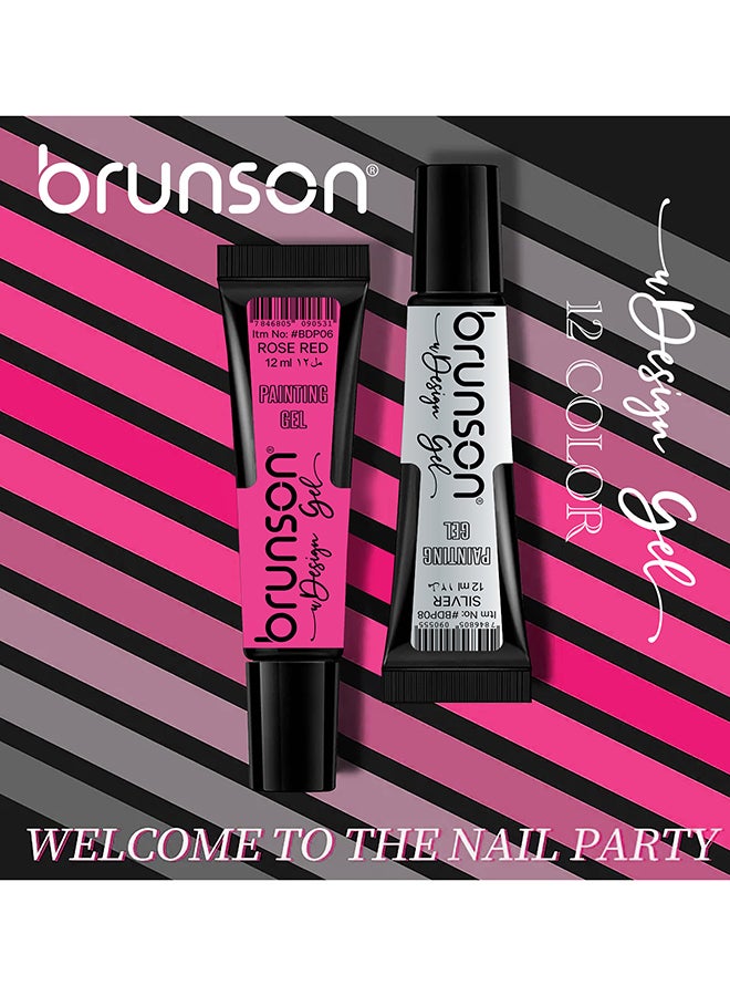 brunson Gel Polish Nail Art Gel Liner - 1 pcs 12ml Classic Color Gel Art Paint for Nails Built Thin French Line Nail Art Brush in Gel Pens Soak off Manicure Salon Nails Art BDP03  - Image 5