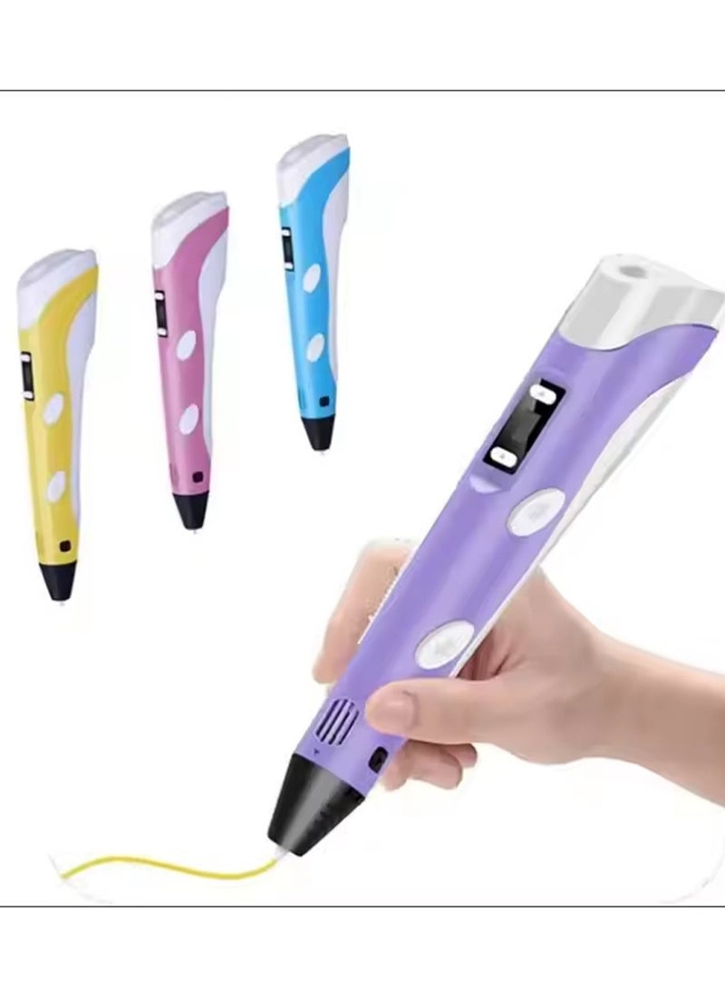 BlueFire 3D Printing Pen with LCD Display – Safe for Kids & Adults – Includes 1M PLA Filament, Stencil Book, Project Guide & Charger – Adjustable Speed/Temperature – Non-Toxic, Non-Clogging, Auto Sleep – Creative 3D Drawing & Modeling Tool - Image 2