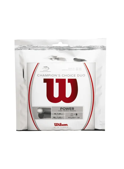 Wilson Champion's Choice Duo Tennis String Gauge 16 (1.3mm)/ 17 (1.25mm) - Set 40 ft / 12.2 m, Silver
