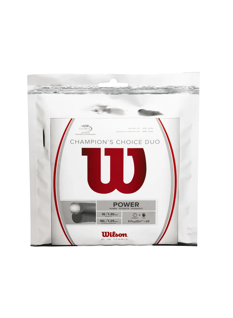 Wilson Champion's Choice Duo Tennis String Gauge 16 (1.3mm)/ 17 (1.25mm) - Set 40 ft / 12.2 m, Silver