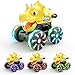 Intoypad Yellow Triceratops Dino Monster Truck Toddler Push Car Toy with LED Wheels Press Go Dinosaur Toy Vehicle for Kids Ages 2 3 4 5 Chomping Mouth LightUp Action Toy for Boys Girls - Image 2
