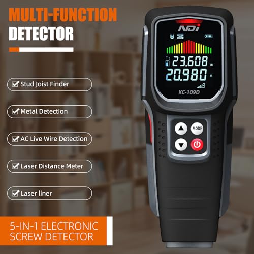 NDI Stud Finder Wall Scanner 5 in 1 Electronic Stud Detector with Microprocessor Chip and HD LCD Display Audible Alarm for the Center and Edge of Wood AC Wire Metal Studs Joist Pipe - Image 3