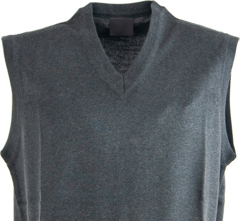 Oppland Men's V-Neck Solid Color Classic Model Comfortable Cut Full Pattern Wool Woven Sweater  - Image 1