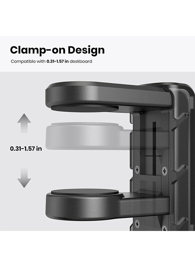 Hihonor - 3-in-1 PC Gaming Headset Controller Holder - Headphone Stand /Adjustable Clamp 2 Controller Holder Rotating Arm Cable Organizer, Universal PC Gaming Accessory Controller Headset Stand-Black - Image 1