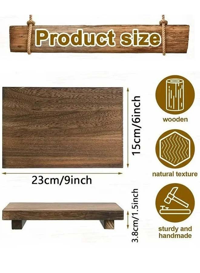 YIM-VIBEHAUS Small Wood Tray Pedestal Stand Farmhouse Bathroom Decor Decorative Wooden Riser Kitchen Soap Dish Holder for Vanity, Counter, Sink 23 x 15 x 3.8 cm  - Image 2
