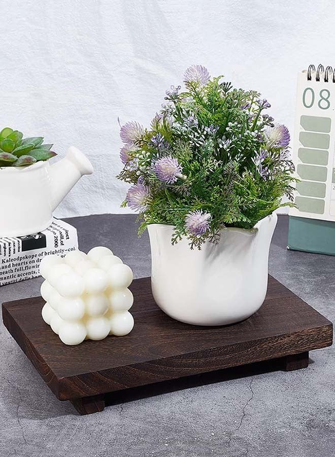 YIM-VIBEHAUS Small Wood Tray Pedestal Stand Farmhouse Bathroom Decor Decorative Wooden Riser Kitchen Soap Dish Holder for Vanity, Counter, Sink 23 x 15 x 3.8 cm  - Image 5