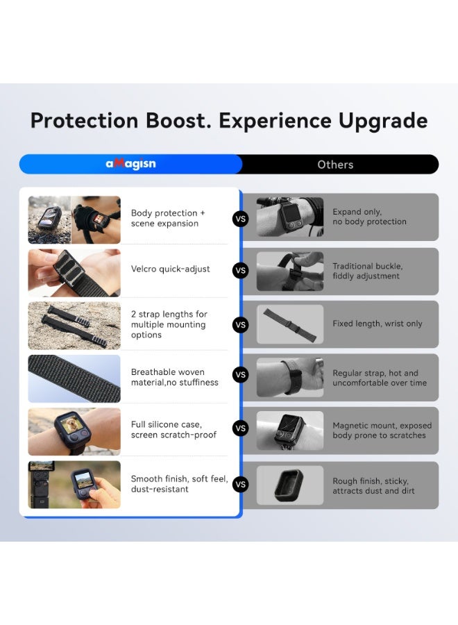 aMagisn مناسب لـ DJI Pocket 4P، حافظة سيليكون لجهاز التحكم عن بعد مع حزام معاينة الشاشة، غطاء حماية بحزام معصم قابل للتعديل، ملحق كاميرا محمول لتصوير الفيديو والمدونات - Image 3