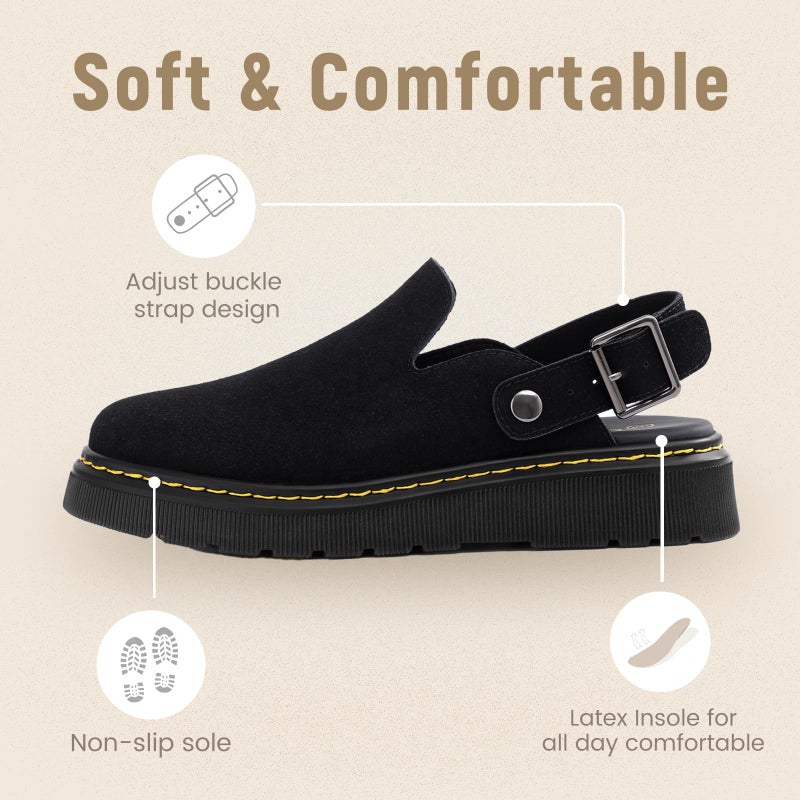 Athlefit Women's Clogs Shoes with Back Strap Comfortable Latex Footbed Slip-On Adjustable Slingback Mules Zapatos para Mujer Black - Image 3