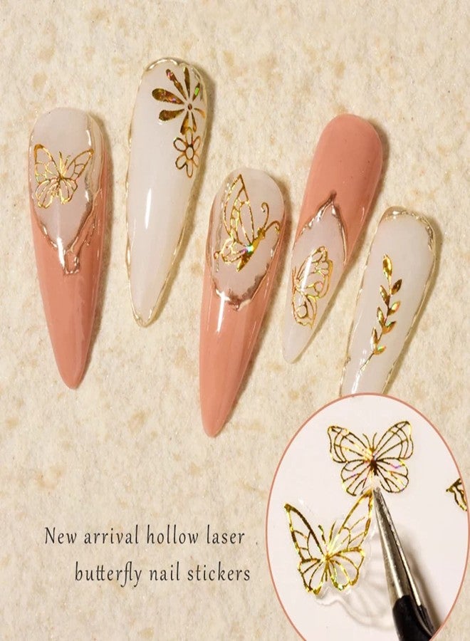 LRKNNO 8 Sheets Butterfly Nail Art Stickers, 3D Holographic Nail Design Stickers, Multicolor, Butterfly, Star, Glossy, Modern, Contemporary, Paper, Nail Decals - Image 5