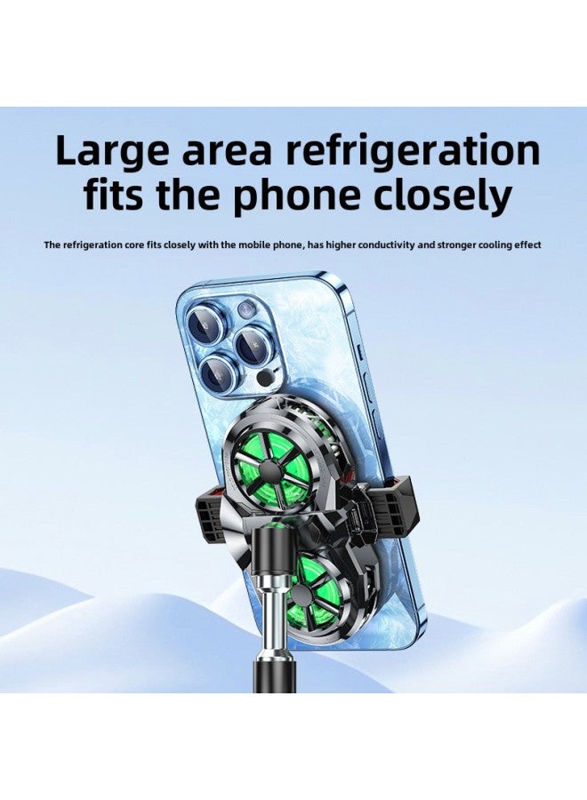 Loquat 2024 X117 Live Mobile Phone Radiator Dual Fan Radiator Dual Core Semiconductor Cooling Cooler-Color:【X117 Electroplating】 Dual-core Semiconductor With Adapter  - Image 4