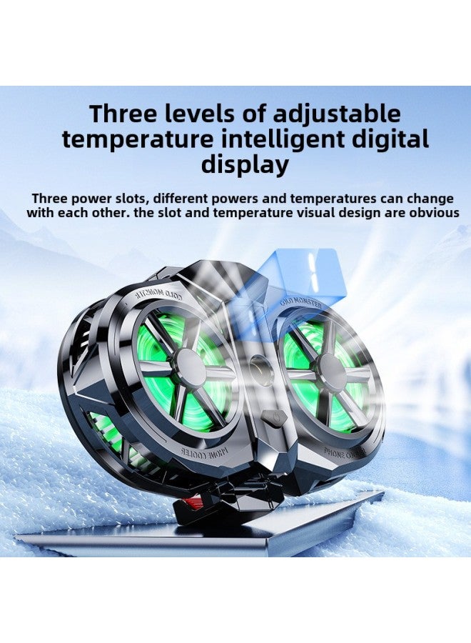 Loquat 2024 X117 Live Mobile Phone Radiator Dual Fan Radiator Dual Core Semiconductor Cooling Cooler-Color:【X117 Electroplating】 Dual-core Semiconductor With Adapter  - Image 3
