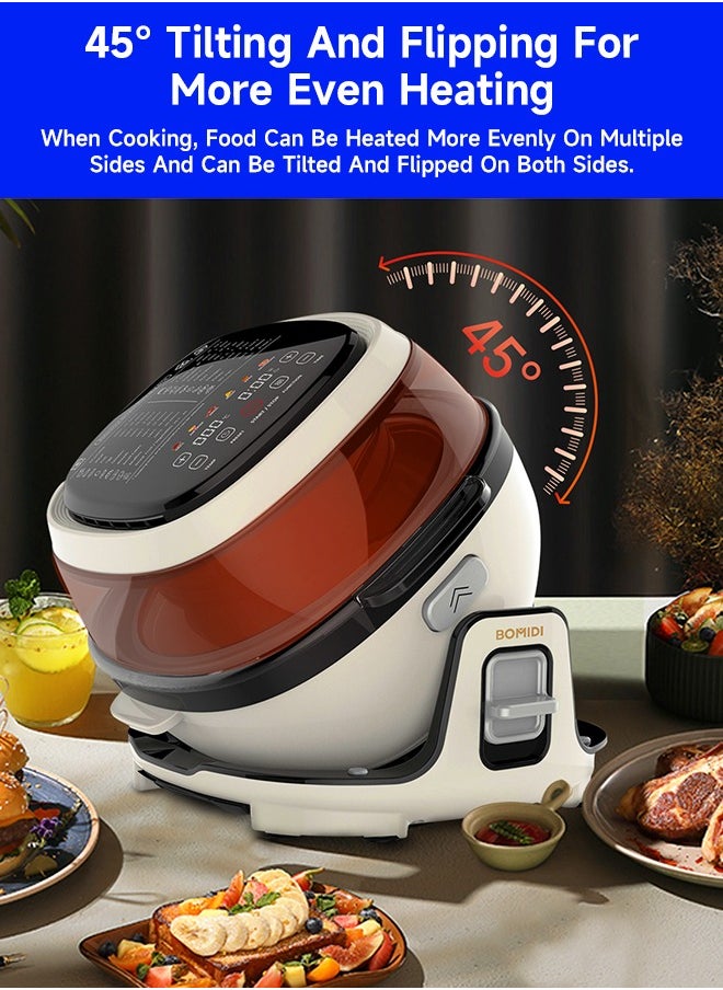 BOMIDI - 6L Multifunctional Air Fryer Cooking Pot | 360° Auto Rotation | Rapid Hot Air Circulation | Oil-Free Frying, Baking, Roasting & Grilling | Digital Touch Control | Advanced Adjustable Temperature Control | Healthier Oil-Free & Low-Fat Cooking | Sleek Top-Mounted Touch Panel for Effortless Operation | BMD-AF01-WHITE - Image 1