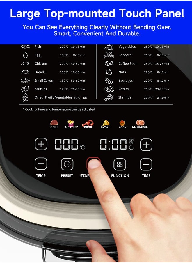 BOMIDI 6L Multifunctional Air Fryer Cooking Pot | 360° Auto Rotation | Rapid Hot Air Circulation | Oil-Free Frying, Baking, Roasting & Grilling | Digital Touch Control | Advanced Adjustable Temperature Control | Healthier Oil-Free & Low-Fat Cooking | Sleek Top-Mounted Touch Panel for Effortless Operation | BMD-AF01-WHITE  - Image 4