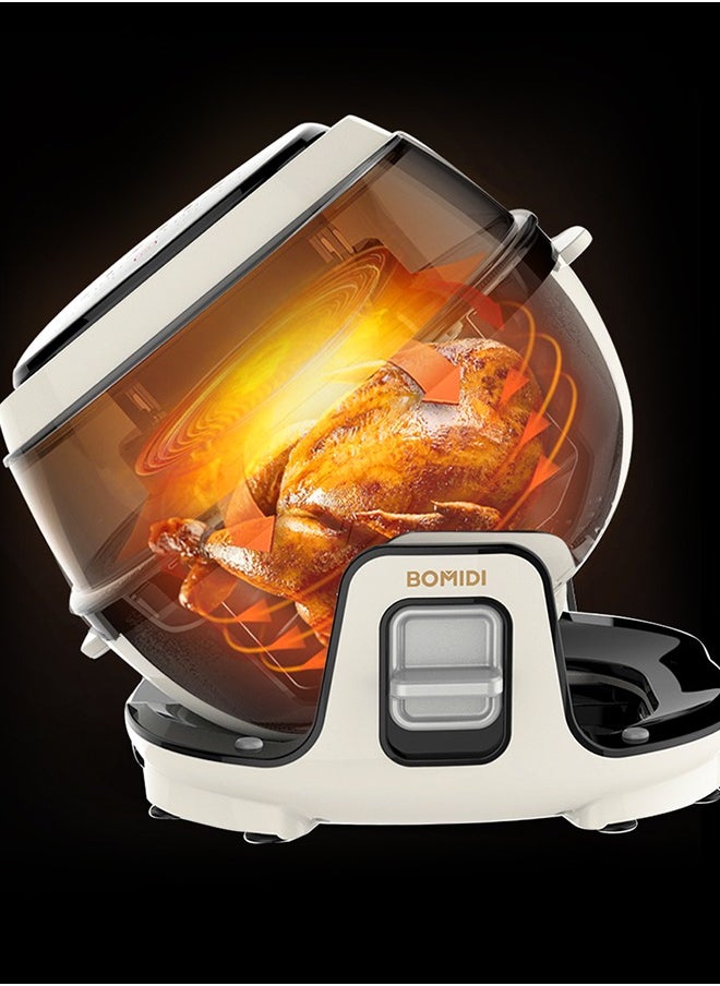 BOMIDI - 6L Multifunctional Air Fryer Cooking Pot | 360° Auto Rotation | Rapid Hot Air Circulation | Oil-Free Frying, Baking, Roasting & Grilling | Digital Touch Control | Advanced Adjustable Temperature Control | Healthier Oil-Free & Low-Fat Cooking | Sleek Top-Mounted Touch Panel for Effortless Operation | BMD-AF01-WHITE - Image 1