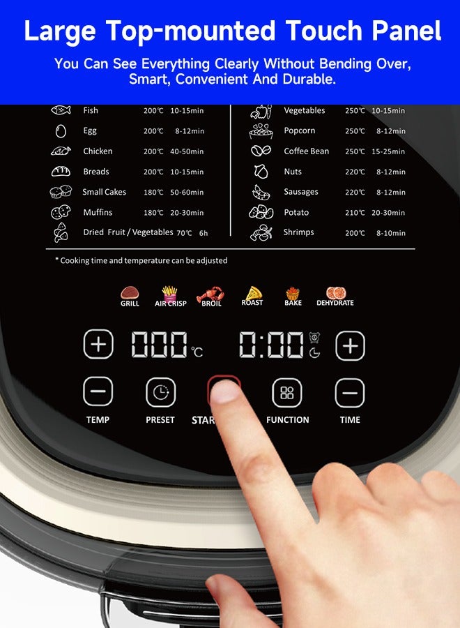 6L Multifunctional Air Fryer Cooking Pot | 360° Auto Rotation | Rapid Hot Air Circulation | Oil-Free Frying, Baking, Roasting & Grilling | Digital Touch Control | Advanced Adjustable Temperature Control | Healthier Oil-Free & Low-Fat Cooking | Sleek Top-Mounted Touch Panel for Effortless Operation | BMD-AF01-WHITE