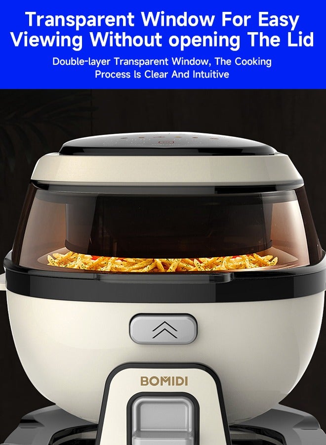 6L Multifunctional Air Fryer Cooking Pot | 360° Auto Rotation | Rapid Hot Air Circulation | Oil-Free Frying, Baking, Roasting & Grilling | Digital Touch Control | Advanced Adjustable Temperature Control | Healthier Oil-Free & Low-Fat Cooking | Sleek Top-Mounted Touch Panel for Effortless Operation | BMD-AF01-WHITE