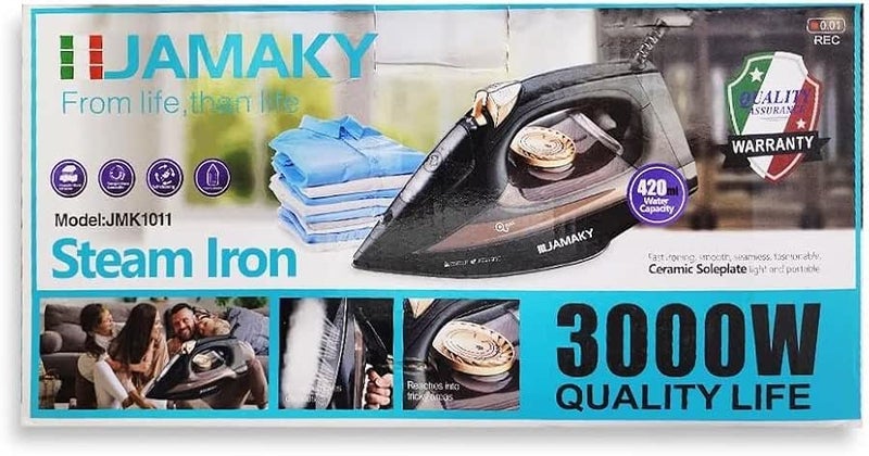 Steam Iron, 3000 Watt, 400 ml Tank, Model JMK 1011, Italian