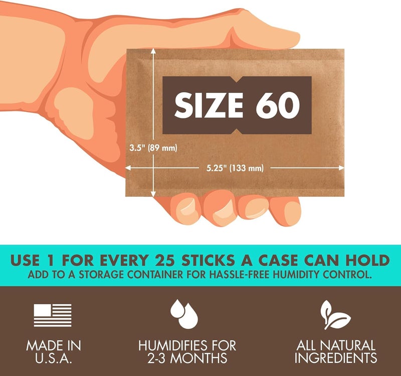 Boveda 75% حزم التحكم في الرطوبة ثنائية الاتجاه - الحجم 60 - 12 حزمة - إصلاح فقدان الرطوبة الكبير / انخفاض RH في المرطب غير البلاستيكي - ماصات الرطوبة - عبوات ترطيب مغلفة بشكل فردي - Image 2