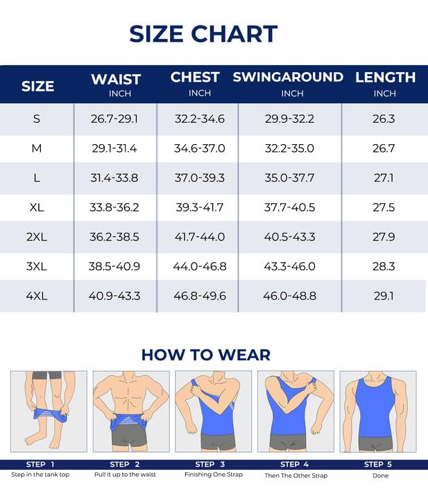 TAILONG Men's Compression Shirt for Body Shaper Slimming Vest Tight Tummy Underwear Tank Top (White, X-Large) - Image 4